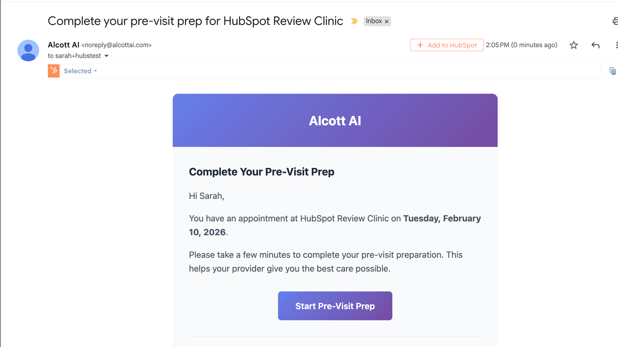 Visit Prep Notification